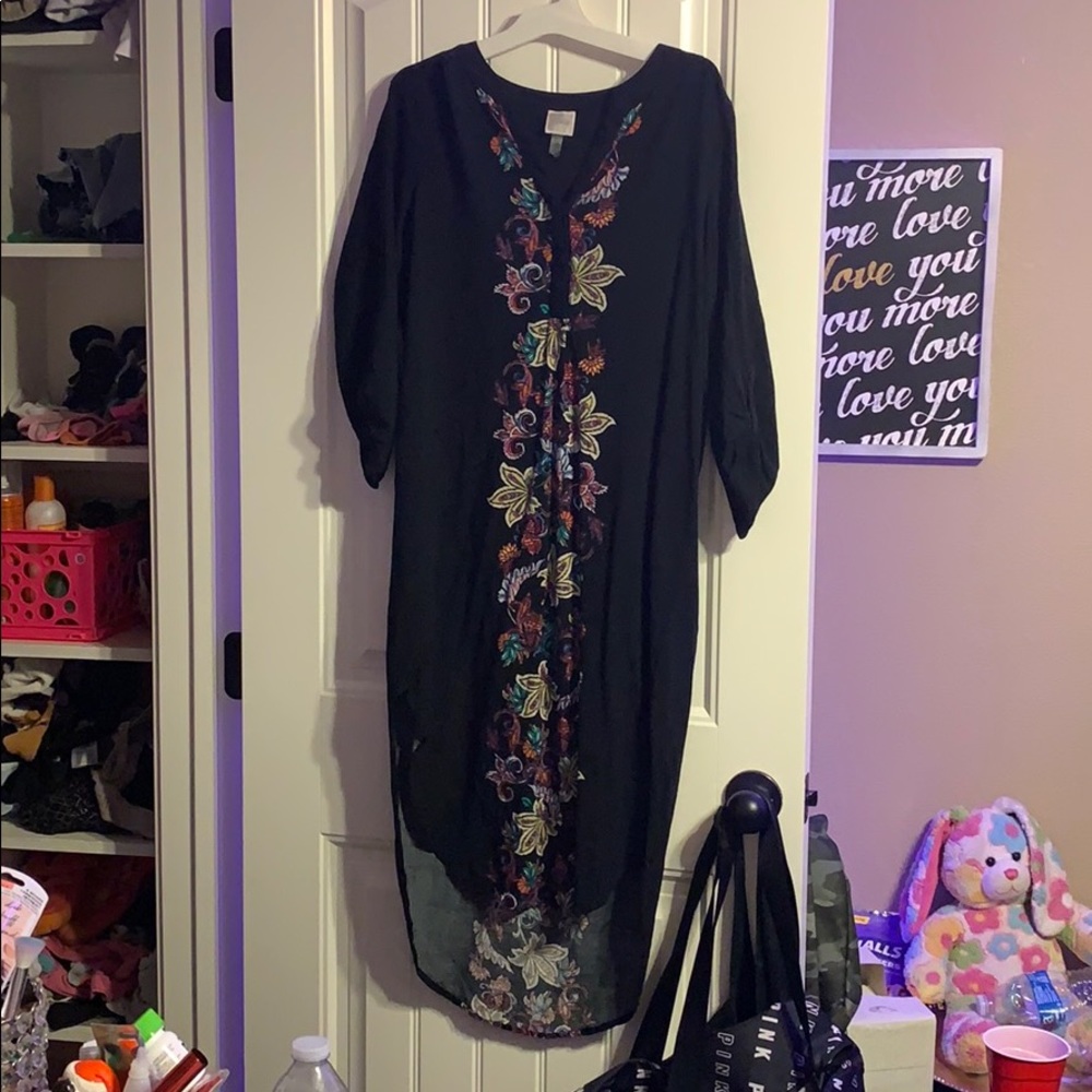 Black floral dress.